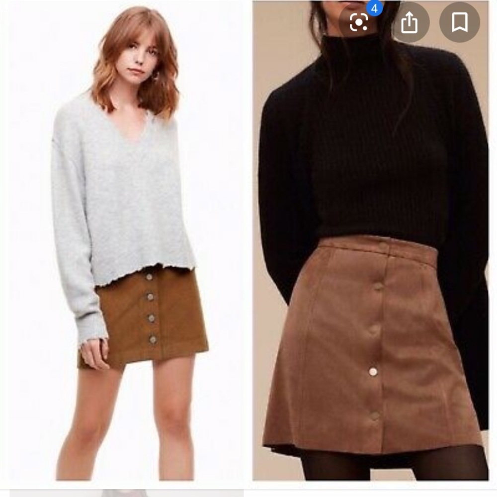Faux Suede button down Skirt